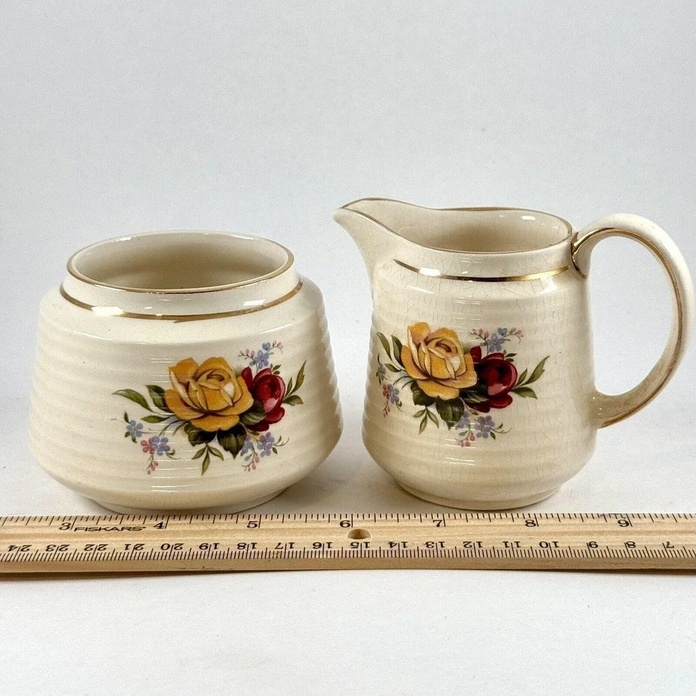 Mid-Century Vintage SADLER ENGLAND Ribbed 6oz CREAMER & 8oz OPEN SUGAR BOWL -XPO